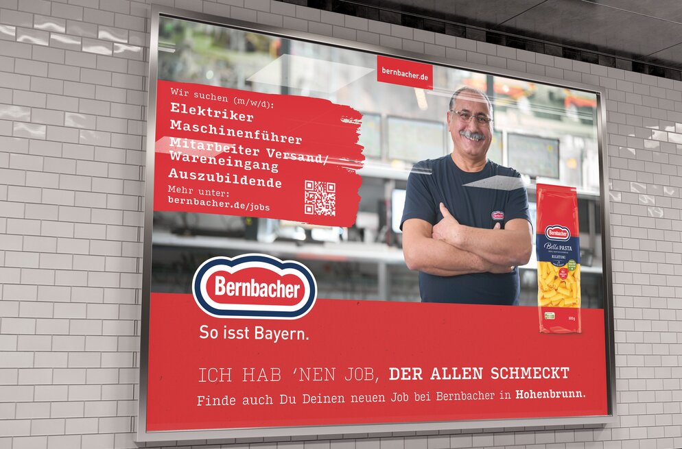 Für die Marke Bernbacher hat die Branding Agentur München das Employer Branding entwickelt. 