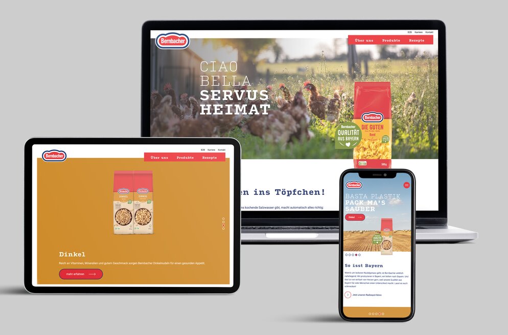 Für die bayerische Nudelmarke Bernbacher hat die Digitalgentur eine neue Website umgesetzt.