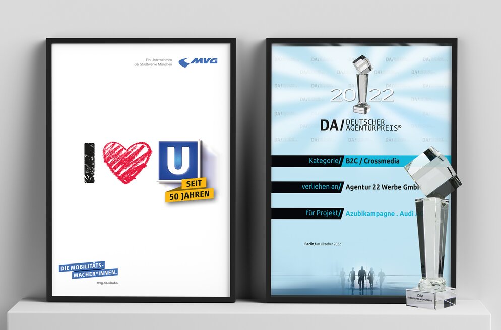 Die Kampagne von der Münchner Agentur rund um dem 50sten Geburtstag der MVG wurde mit dem Deutschen Agenturpreis ausgezeichnet.