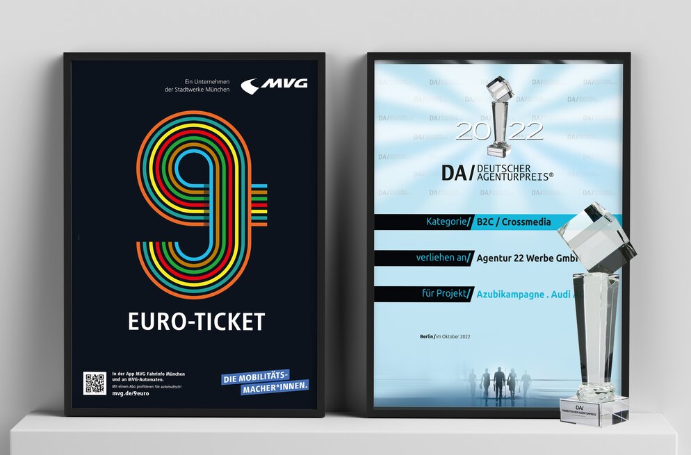 Für die Kampagne zur Einführung des 9-Euro-Tickets wurde die Agentur mit dem Deutschen Agenturpreis ausgezeichnet.
